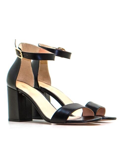 Enya schwarze Ledersandalen mit Absatz - 8 cm Absatz