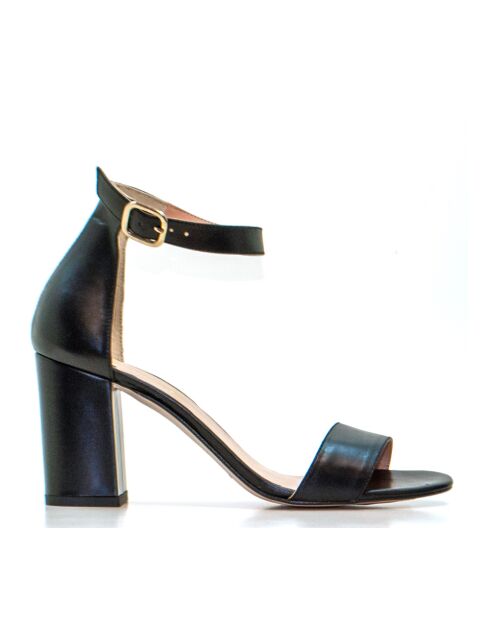 Enya schwarze Ledersandalen mit Absatz - 8 cm Absatz