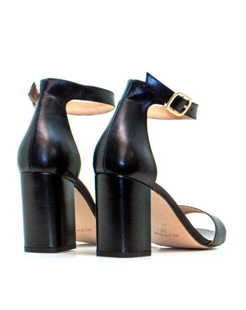 Enya schwarze Ledersandalen mit Absatz - 8 cm Absatz