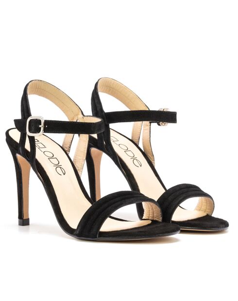 Mar sandalen met hak van zwart suède - hak 9,5 cm
