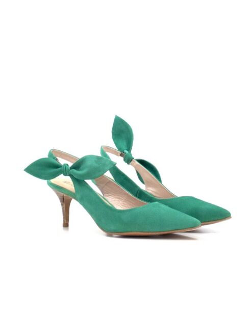 Groene leren pumps Dakota - hak van 7 cm