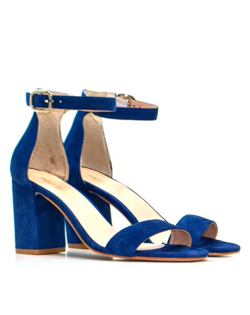 Marineblaue Sandalen Enya aus Veloursleder