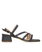 Marineblauwe sandalen met ruiten en hak Celine