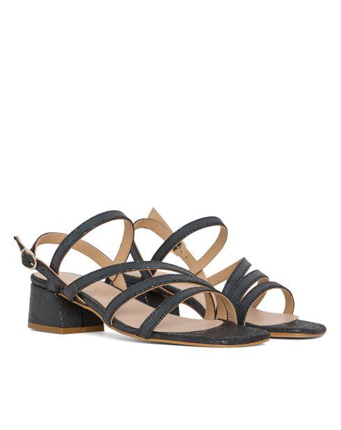 Marineblauwe sandalen met ruiten en hak Celine