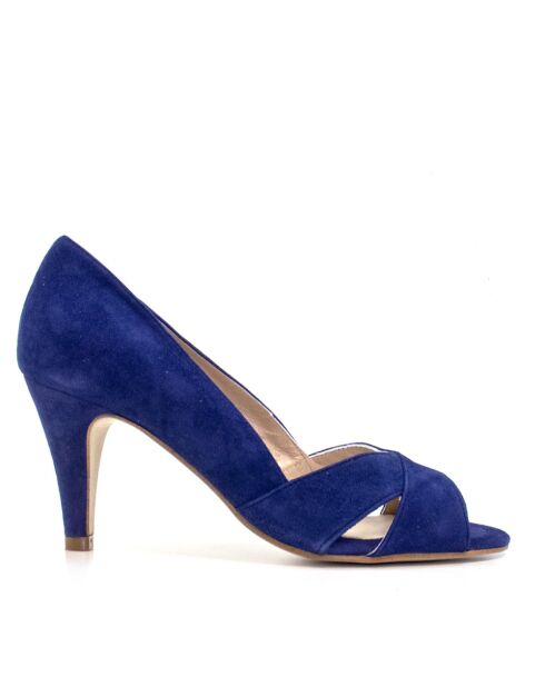 Marineblauwe leren pumps van Zora - hak van 7,5 cm