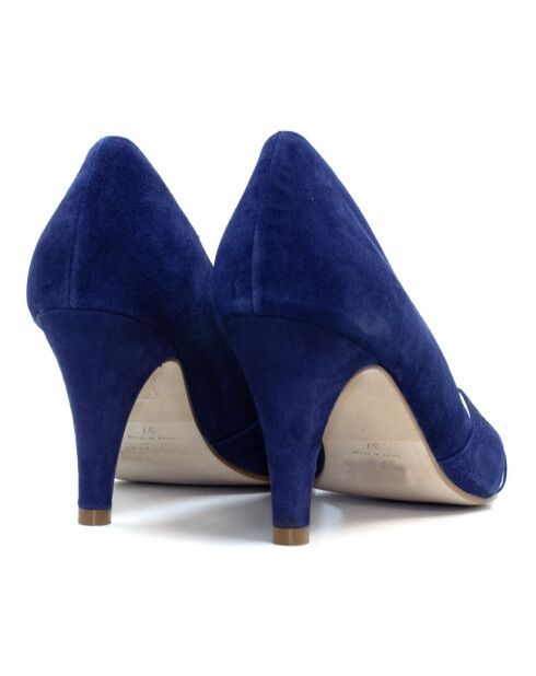 Marineblauwe leren pumps van Zora - hak van 7,5 cm