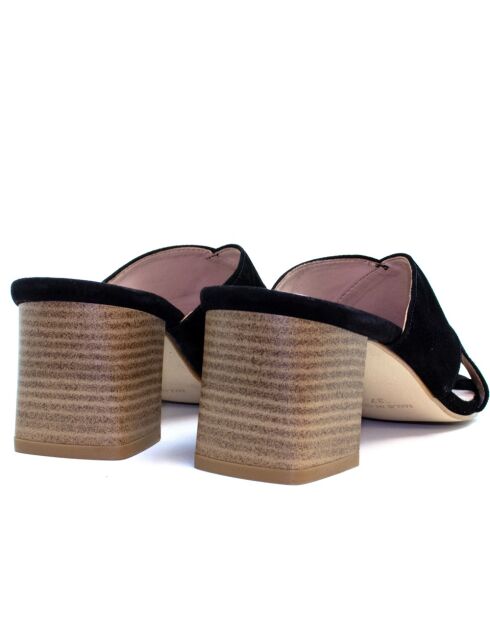 Zoe schwarze Sandalen aus Veloursleder mit Absatz 5 cm