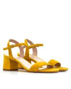 Elba gelbe Veloursleder-Sandalen mit Absatz - 5 cm Absatz