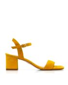 Elba gelbe Veloursleder-Sandalen mit Absatz - 5 cm Absatz