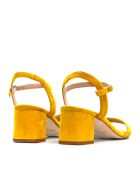 Elba gelbe Veloursleder-Sandalen mit Absatz - 5 cm Absatz