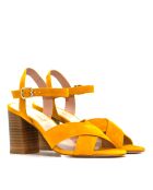 Gelbe Alanis Sandalen aus Veloursleder - 8 cm Absatz