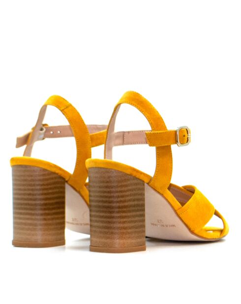 Gelbe Alanis Sandalen aus Veloursleder - 8 cm Absatz