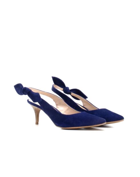 Blauwe leren pumps Dakota - Hak 7 cm