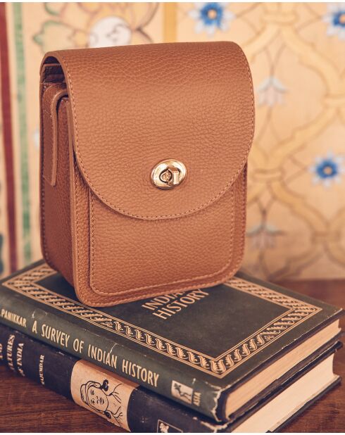 Petit sac Ines en cuir camel clair