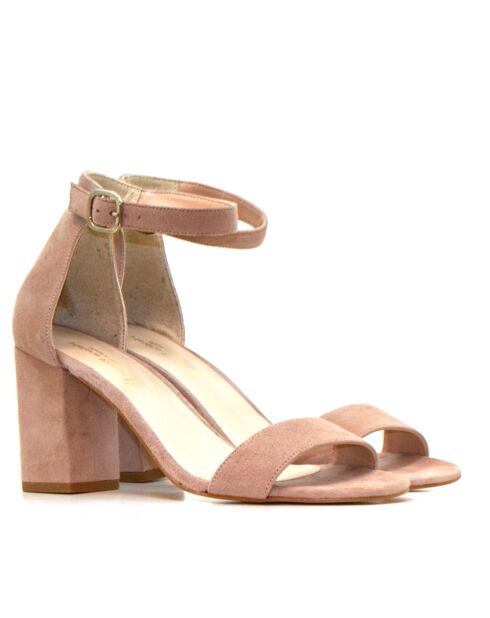 Enya Nude-Sandalen aus Veloursleder mit Absatz - 8 cm Absatz