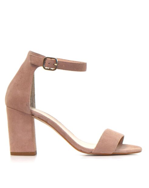 Enya Nude-Sandalen aus Veloursleder mit Absatz - 8 cm Absatz