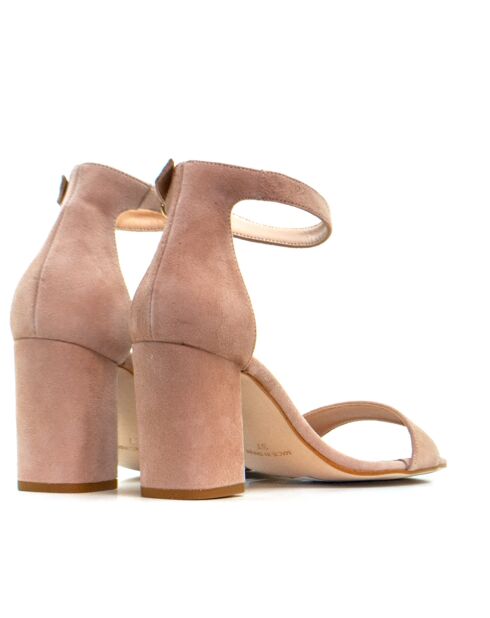 Enya Nude-Sandalen aus Veloursleder mit Absatz - 8 cm Absatz