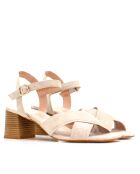 Asiatische Beige-Sandalen aus Veloursleder mit Absatz 8 cm