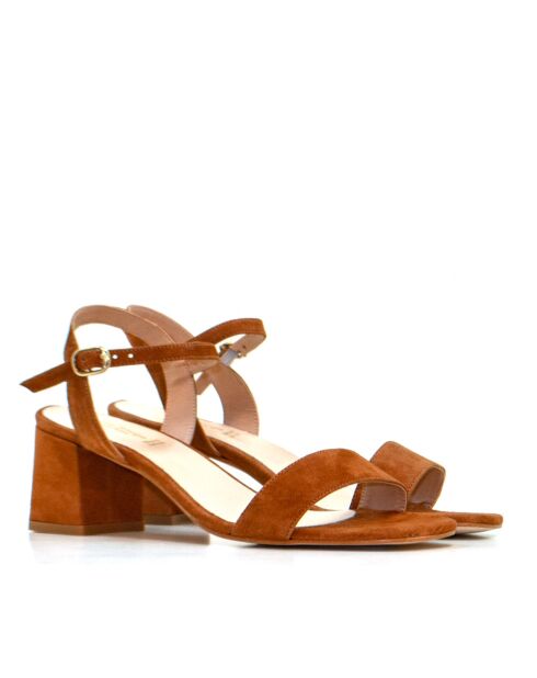 Elba braune Ledersandalen mit Absatz - 5 cm Absatz