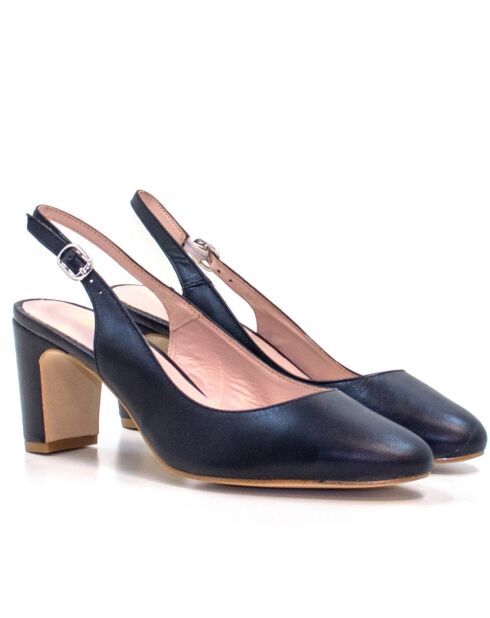 Escarpins à talon en cuir Selma noirs - Talon 7 cm