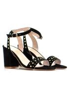 Schwarze Elite-Sandalen aus Veloursleder mit Absatz — 6,5 cm Absatz