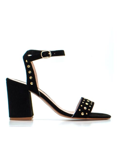Schwarze Elite-Sandalen aus Veloursleder mit Absatz — 6,5 cm Absatz