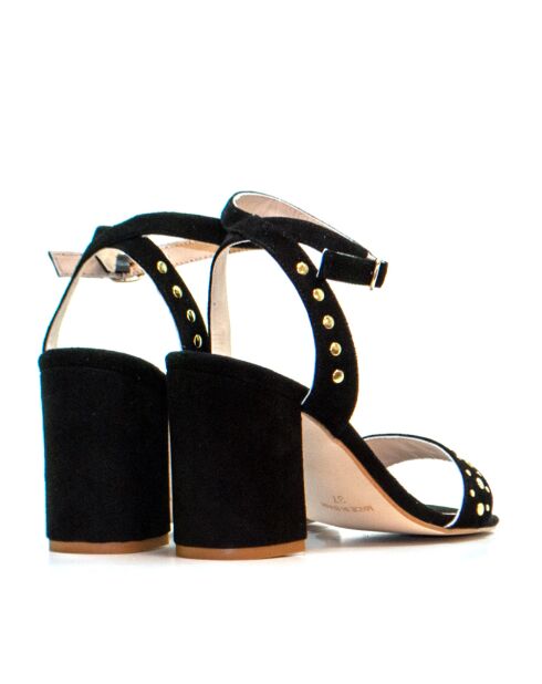 Schwarze Elite-Sandalen aus Veloursleder mit Absatz — 6,5 cm Absatz