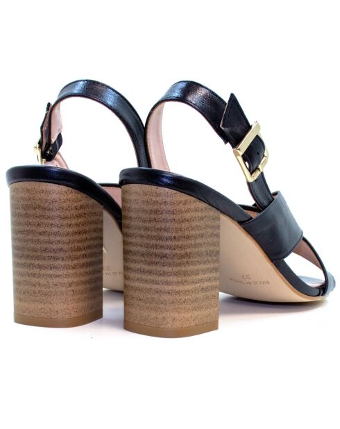 Goldie schwarze Ledersandale - 7,5 cm Absatz