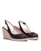Compensées à bout ouvert 105776 noires - Talon 8 cm