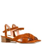 Sandales à talon en daim Ava marron
