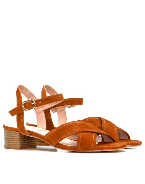 Sandales à talon en daim Ava marron
