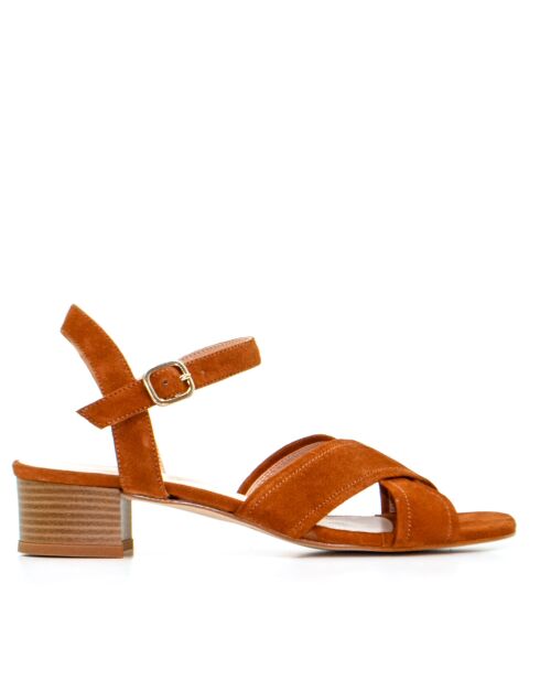 Sandales à talon en daim Ava marron