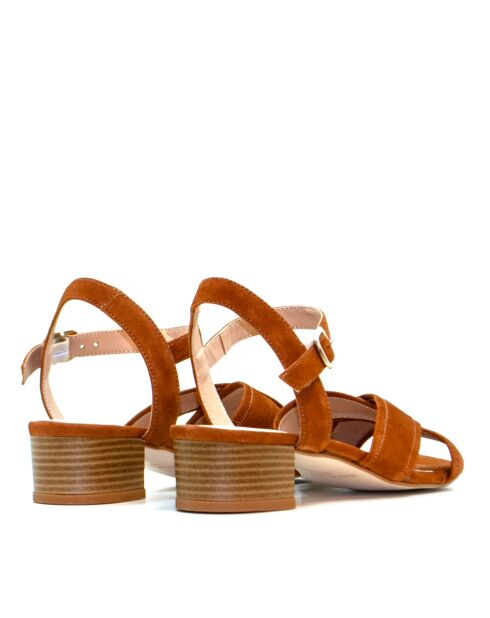 Sandales à talon en daim Ava marron