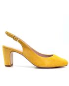 Selma gelbe Veloursleder-Sandalen mit Absatz - Absatz 7 cm