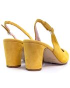 Selma gelbe Veloursleder-Sandalen mit Absatz - Absatz 7 cm