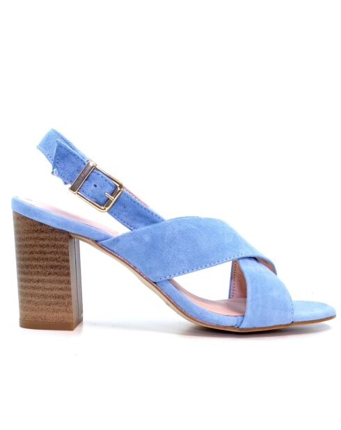 Goldie Jeans Sandalen aus Veloursleder mit Absatz 7,5 cm