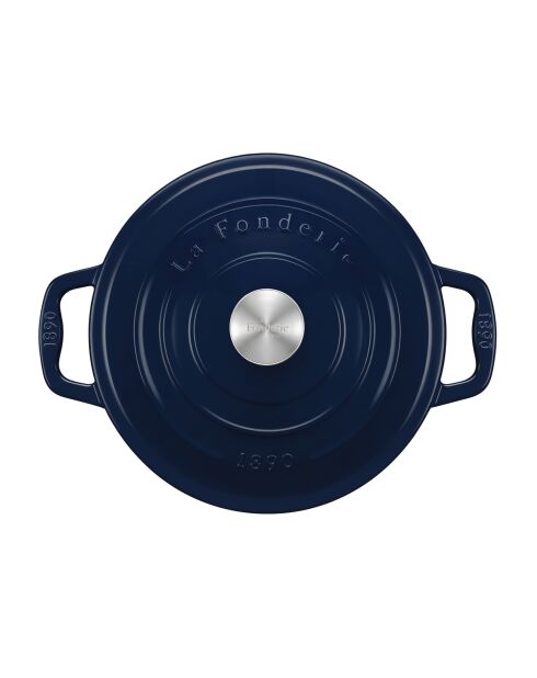 22 cm großer blauer runder Schmortopf