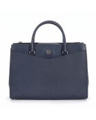 Everly marineblaue Lederhandtasche - 29x21x10 cm