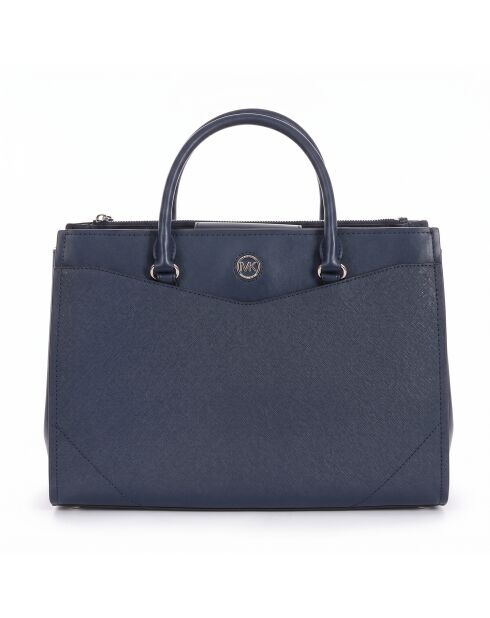 Everly marineblaue Lederhandtasche - 29x21x10 cm