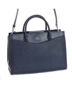 Everly marineblaue Lederhandtasche - 29x21x10 cm