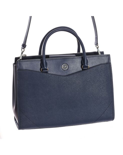 Everly marineblaue Lederhandtasche - 29x21x10 cm