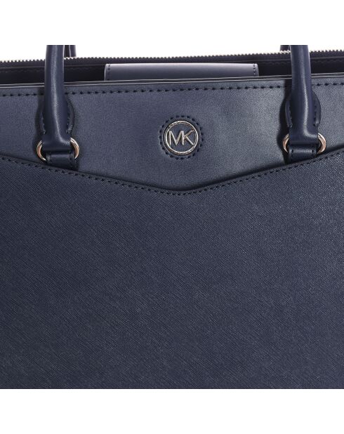 Everly marineblaue Lederhandtasche - 29x21x10 cm