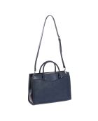 Everly marineblaue Lederhandtasche - 29x21x10 cm