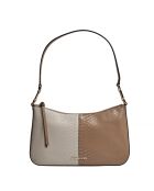 Borsa a tracolla marrone effetto pelle di serpente - 28x17x7 cm