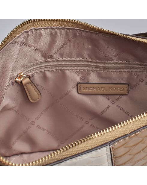 Borsa a tracolla marrone effetto pelle di serpente - 28x17x7 cm