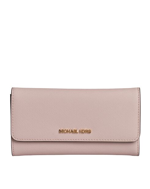 Portefeuille long Jet Set Travel en cuir rose - 19.7x9.5x1.3 cm