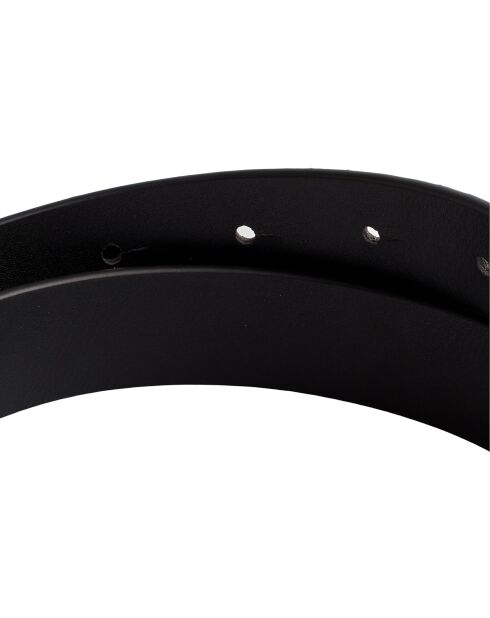 Ceinture fine réversible en cuir métallisé noire et argentée