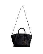 Zwarte leren handtas Avril - 43,2x23,5x17,8 cm