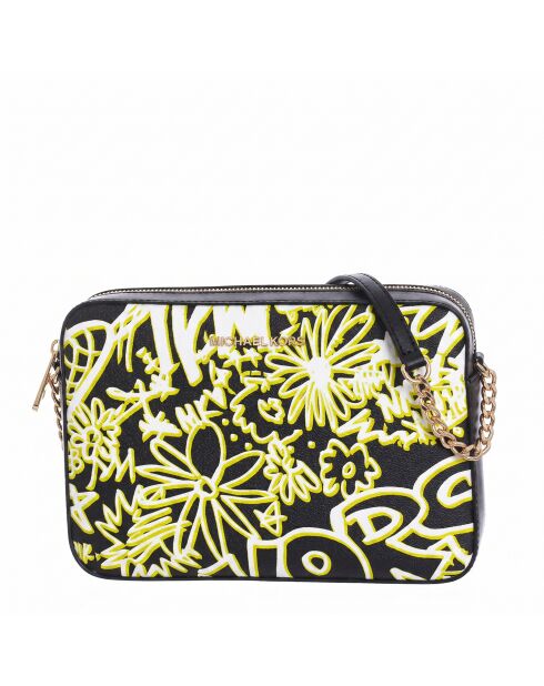 Borsa a tracolla Jet Set Graffiti in pelle nera e verde - 25x17x5 cm