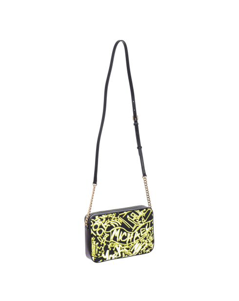Borsa a tracolla Jet Set Graffiti in pelle nera e verde - 25x17x5 cm